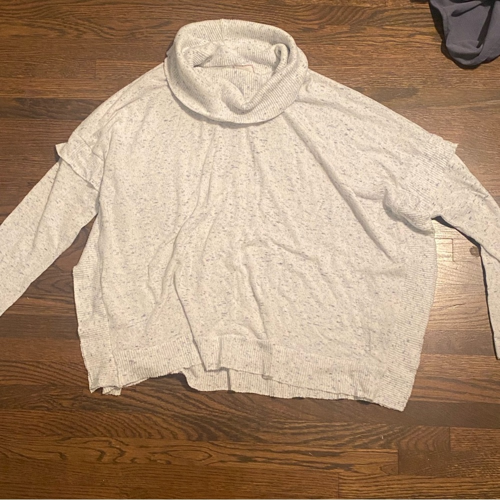 Postmark Anthropologie Womens Gray Smock Neck Long Sleeve Sweater Speckled